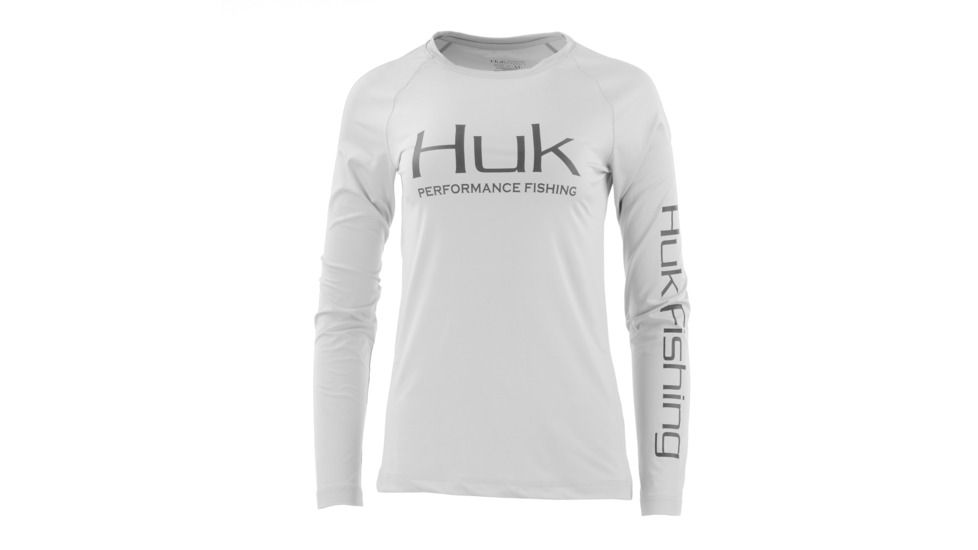 HUK Performance Fishing W Pursuit Vented LS Tops, Long Sleeve - Womens, White, Extra Small, H6120022-100-XS