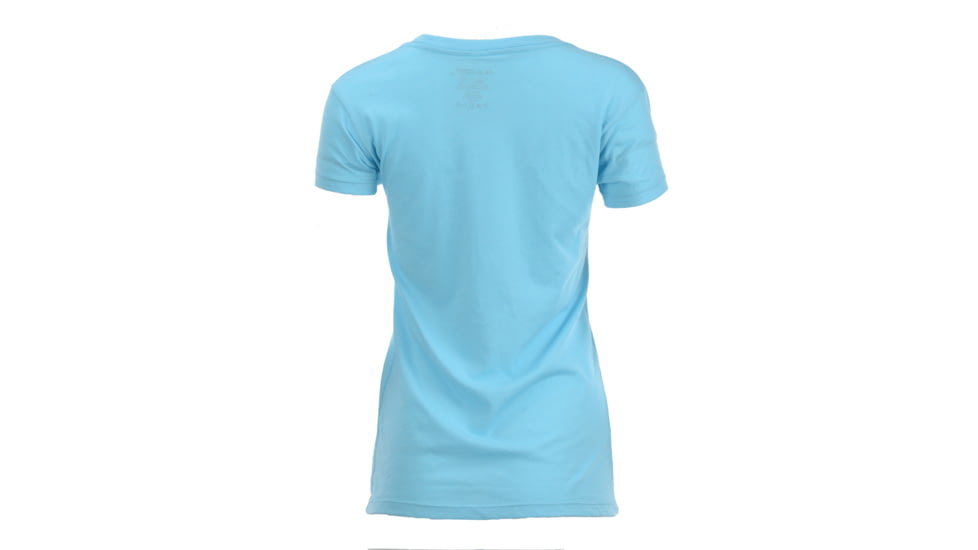 HUK Performance Fishing W Script Vneck Tops, Short Sleeve - Womens, Tahiti Blue Heather, Extra Small, H6100026-435-XS