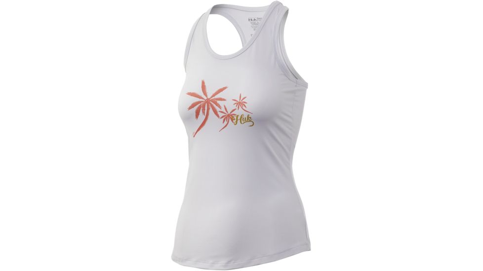 HUK Performance Fishing Wahoo Palm Pursuit Racer Tank - Womens, Glacier, Medium, H6120027-051-M