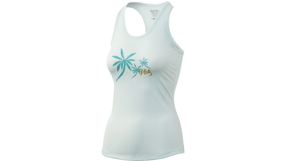 HUK Performance Fishing Wahoo Palm Pursuit Racer Tank - Womens, Seafoam, Medium, H6120027-350-M