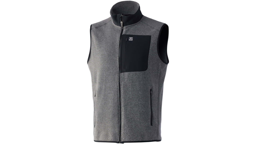 HUK Performance Fishing Waypoint Fleece Vest - Men's, Large, Charcoal Heather, H1300077-027-L