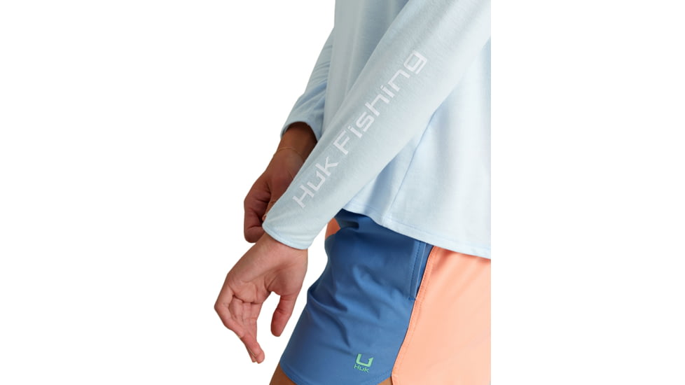 HUK Performance Fishing Waypoint Flow Crew Shirt - Womens, Ice Water, M, H6120127-476-M