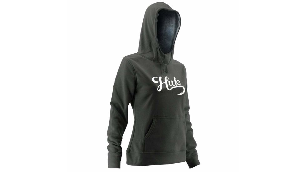 HUK Performance Fishing Womens Hoodie, Black/SubPhantis Night Vision, Large, H6130002-001-L