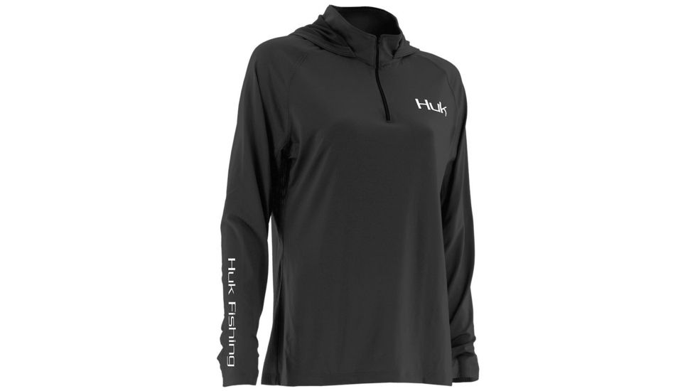 HUK Performance Fishing Womens Icon Hoodie, Black, Medium, H6120006-001-M