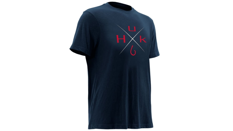 HUK Performance Fishing Xmark Mens Tee, Navy Heather, Large, H1000090-415-L