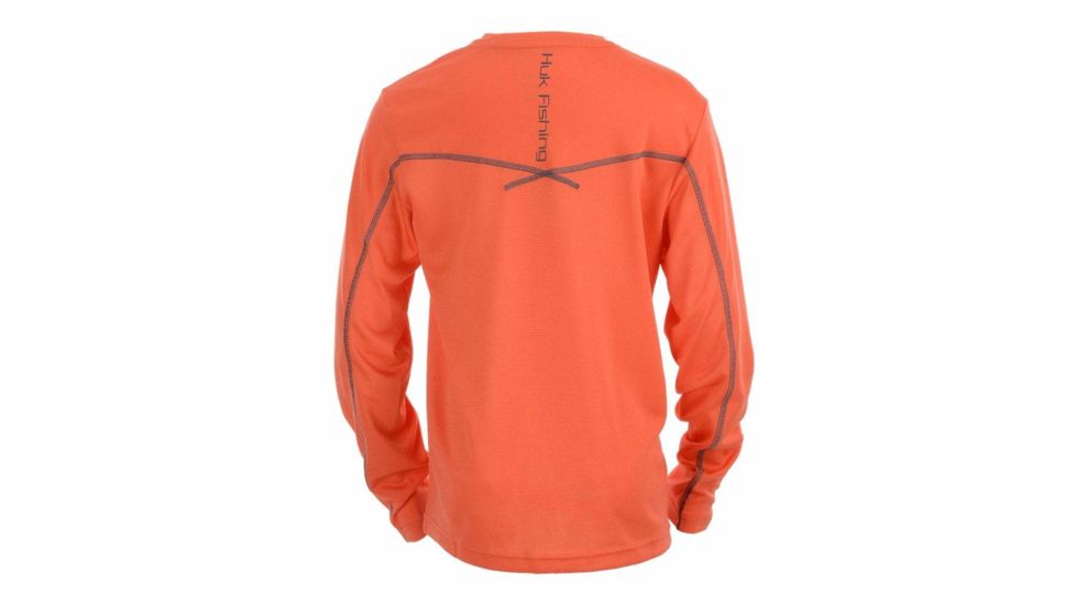 HUK Performance Fishing Y Icon LS Tops, Long Sleeve - Youth, Coral, Extra Large, H7120006-630-YXL