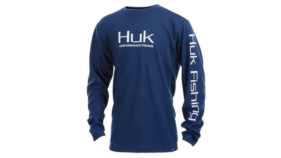 HUK Performance Fishing Y Icon LS Tops, Long Sleeve - Youth, Dark Blue, Extra Large, H7120006-401-YXL
