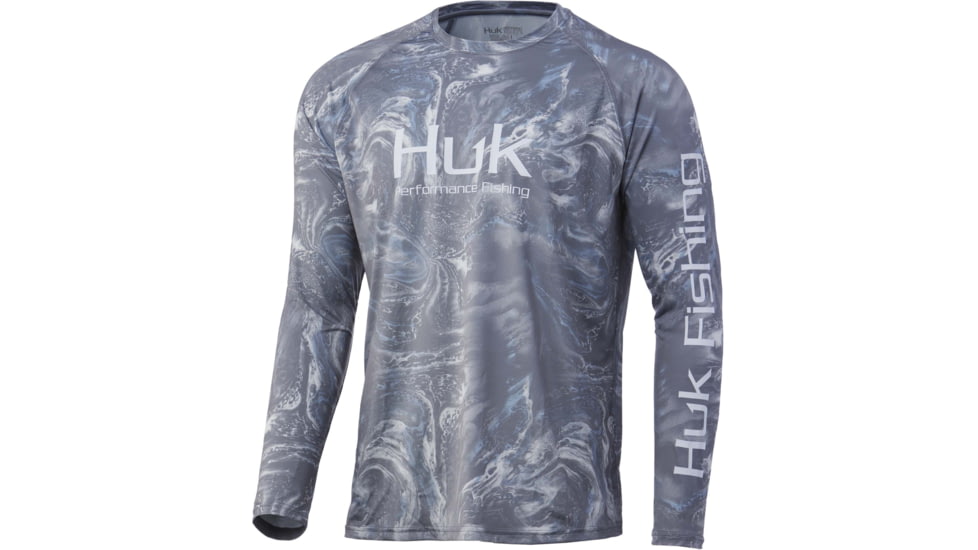 HUK Performance Fishing Stone Shore Pursuit L/S Shirt - Men's, Overcast Grey, M, H1200409-032-M