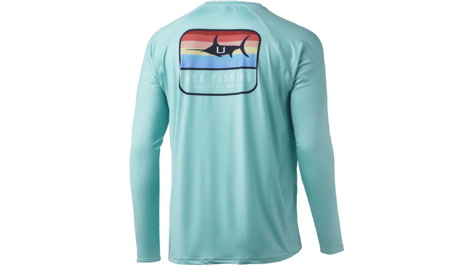 HUK Performance Fishing Sunset Marlin Pursuit L/S Shirt - Men's, Beach Glass, S, H1200420-339-S