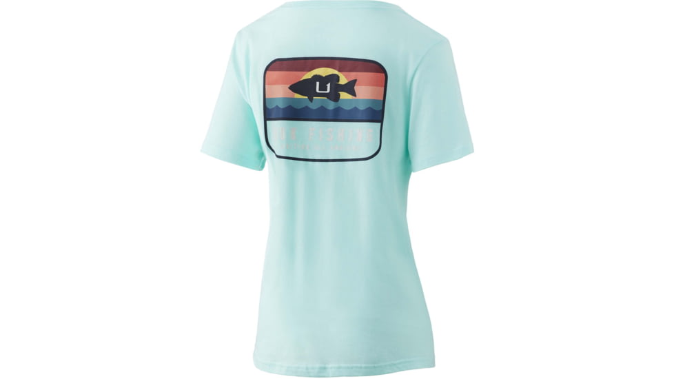 HUK Performance Fishing Suntsent Bass V-Neck Tee - Womens, Beach Glass Heather, L, H6100070-366-L