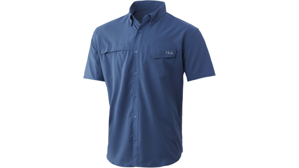 HUK Performance Fishing Tide Point S/S Shirt - Men's, Titanium Blue, XL, H1500117-428-XL