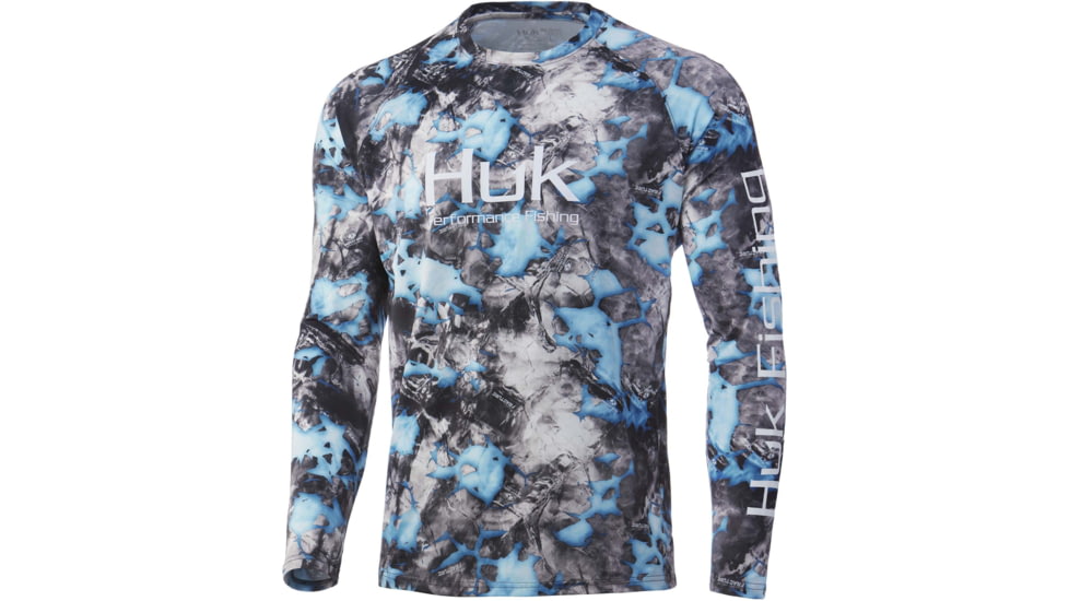 HUK Performance Fishing Vented Mossy Oak Fracture Pursuit L/S Shirt - Mens, Mossy Oak Lightning, L, H1200399-991-L