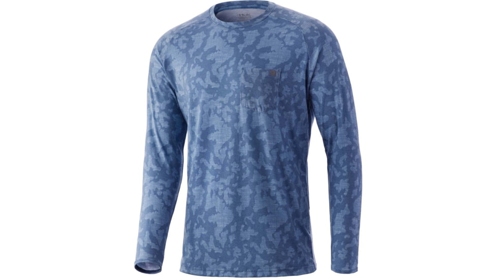 HUK Performance Fishing Waypoint Running Lakes L/S Shirt - Men's, Titanium Blue, XL, H1200444-428-XL