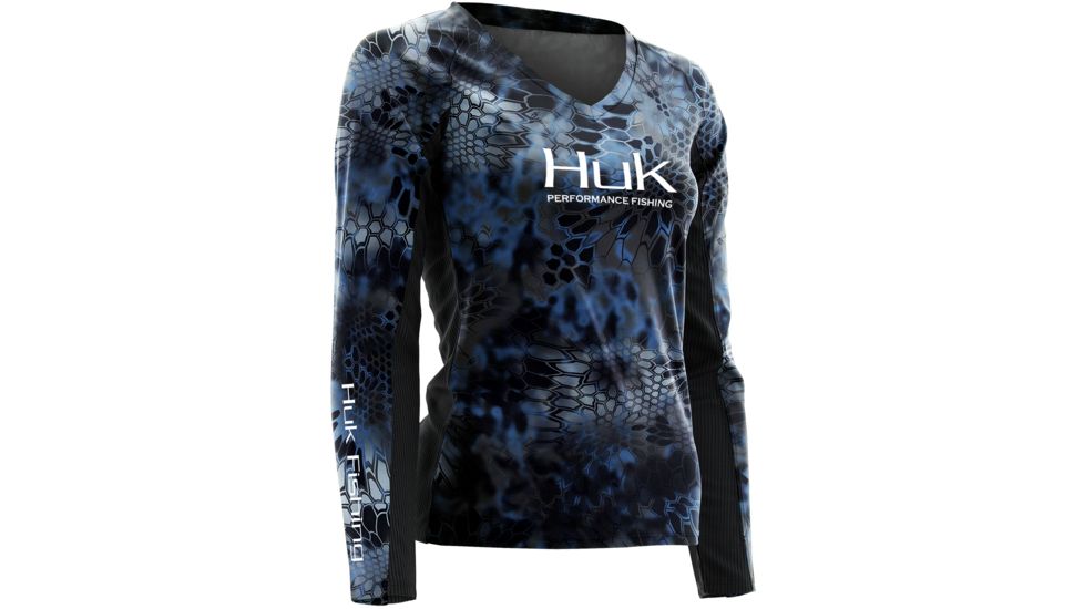 HUK Womens Kryptek Long Sleeve Icon Shirt, Kryptek Neptune H1200075NEPXS
