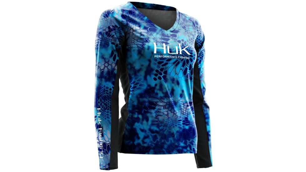 HUK Womens Kryptek Long Sleeve Icon Shirt, Kryptek Pontus H1200075PONXL