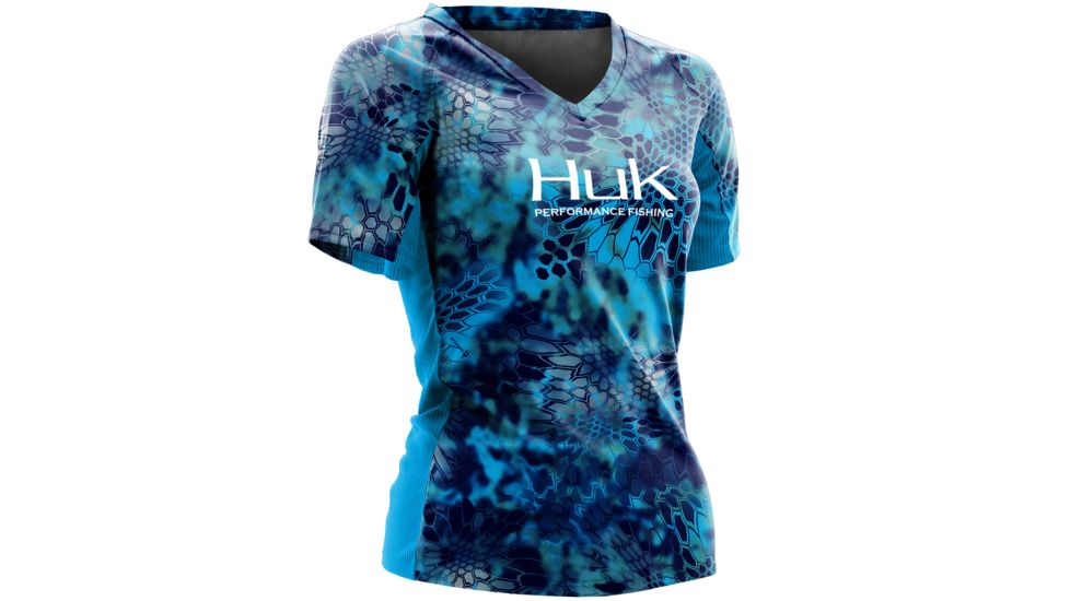 HUK Womens Kryptek Short Sleeve Icon Shirt, Kryptek Pontus H1200077PONXL