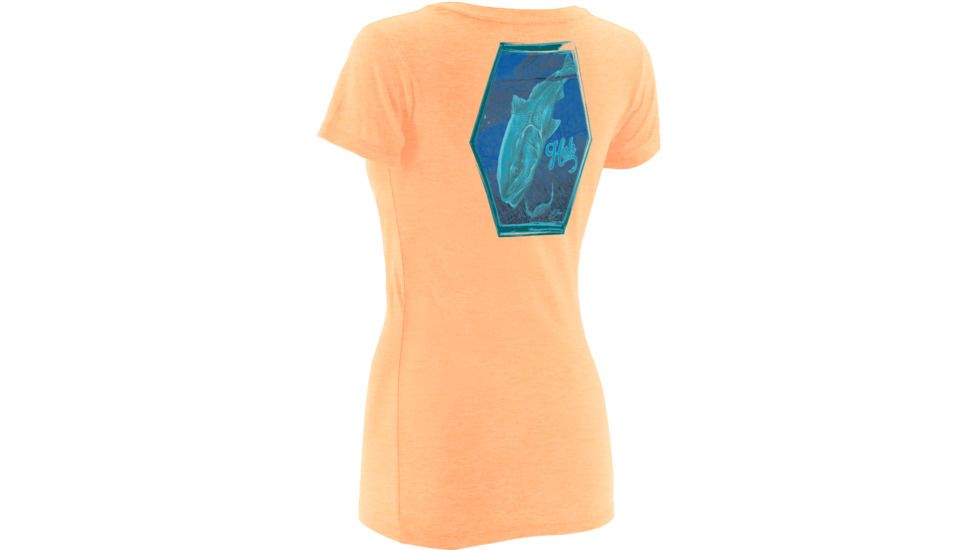 HUK Womens KScott Redfish Tee, Heather Orange H1000080HOGXS
