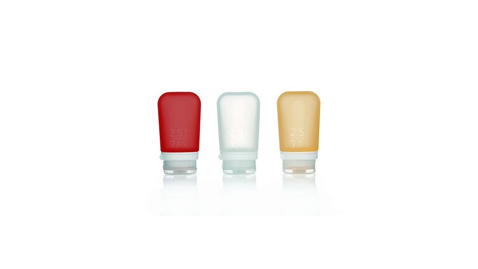 Humangear GoToob+ 3-Pack, 2.5oz, Clear/Red/Orange, Clear/Red/Orange, HG-31575