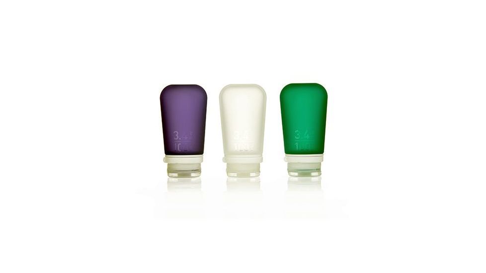 Humangear GoToob+ 3-Pack, 3.4oz, Clear/Purple/Turquoise, Clear/Purple/Turquoise, HG-22492