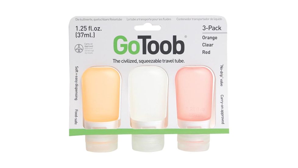 Humangear GoToob Silicone Tube, 1.25 oz, Pack of 3, Clear/Orange/Red HG0182