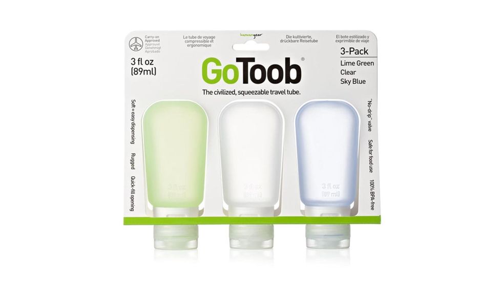 Humangear GoToob Silicone Tube, 3 oz, Pack of 3, Clear/Blue/Green HG0187
