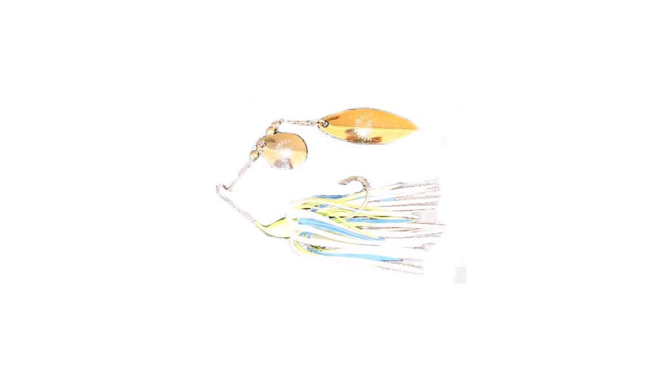 Humdinger Spinnerbait, Gold Colorado Blade/Nickel Willow Blade, 4/0 Hook, Black/Chartreuse/White, 1/4oz, 01-E