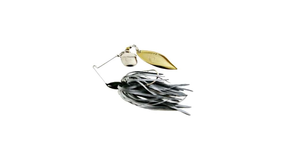 Humdinger Spinnerbait, Gold Colorado Blade/Nickel Willow Blade, 4/0 Hook, Black Skirt, 1/4oz, 01-N