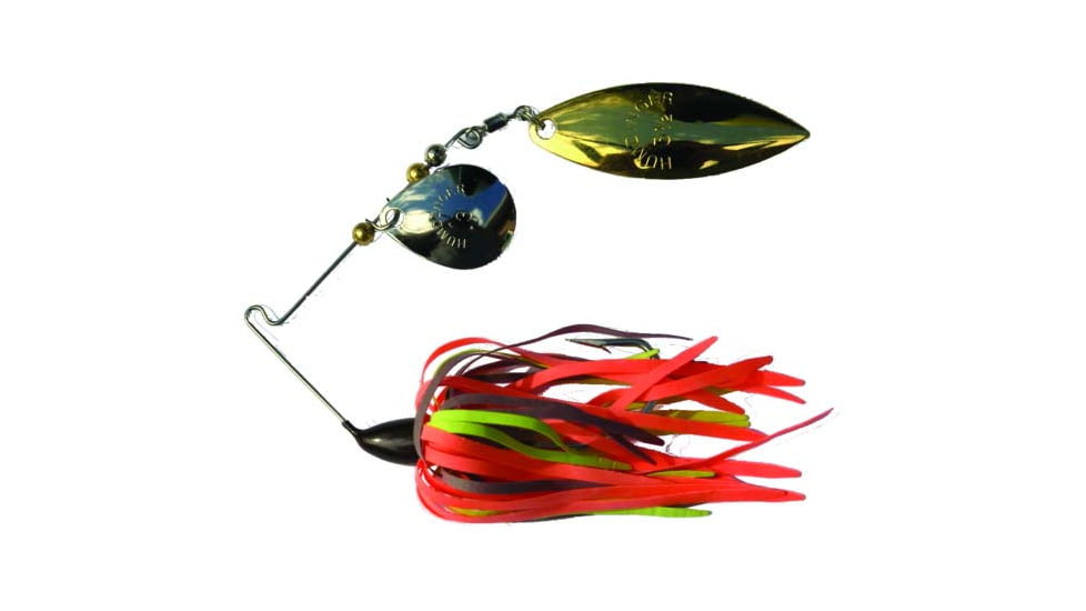 Humdinger Spinnerbait, Gold Colorado Blade/Nickel Willow Blade, 4/0 Hook, Brown/Orange/Chartreuse Skirt, 1/4oz, 01-G