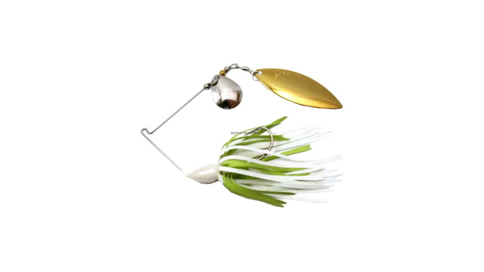 Humdinger Spinnerbait, Gold Colorado Blade/Nickel Willow Blade, 4/0 Hook, Chartreuse/White Skirt, 3/8oz, 21-A