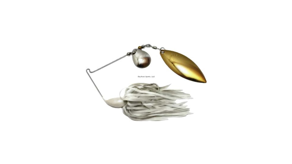 Humdinger Spinnerbait, Gold Colorado Blade/Nickel Willow Blade, 4/0 Hook, White Skirt, 3/8oz, 21-C