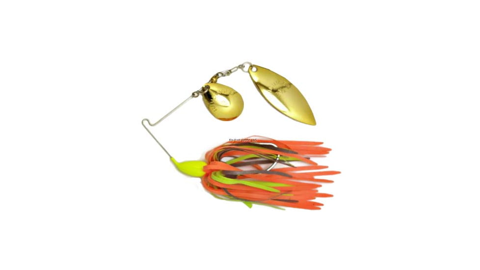 Humdinger Spinnerbait, Gold Colorado/Willow Blade, 4/0 Hook, Brown/Orange/Chartreuse Skirt, 1/4oz, 02-G