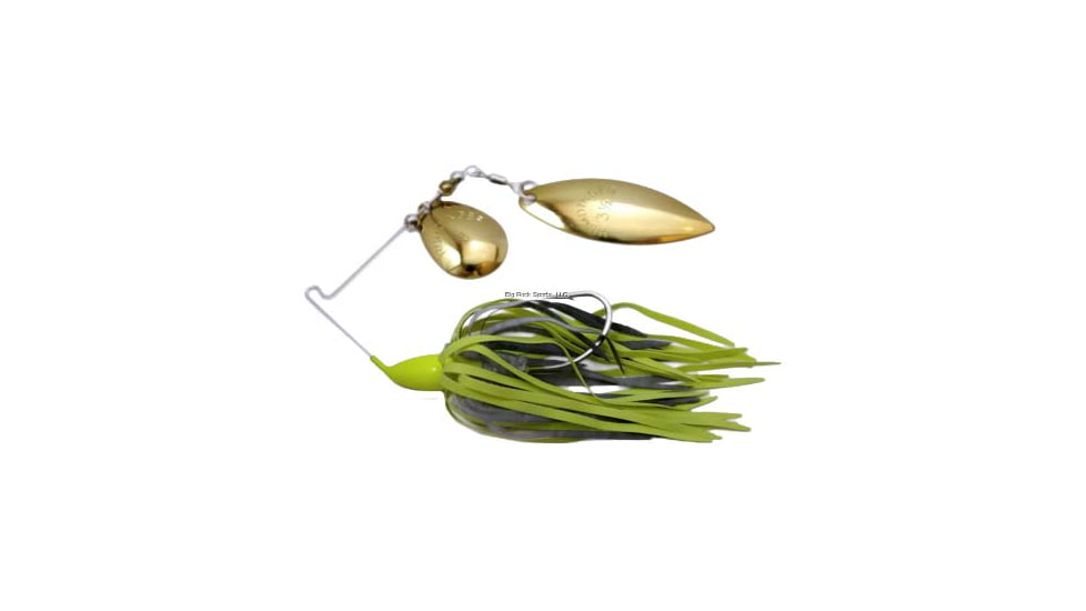 Humdinger Spinnerbait, Gold Colorado/Willow Blade, 4/0 Hook, Chartreuse/Black Skirt, 1/4oz, 02-L