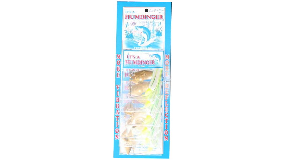 Humdinger Spinnerbait, Gold Colorado/Willow Blade, 4/0 Hook, Green/Chartreuse/White, 1/4oz, 02-F