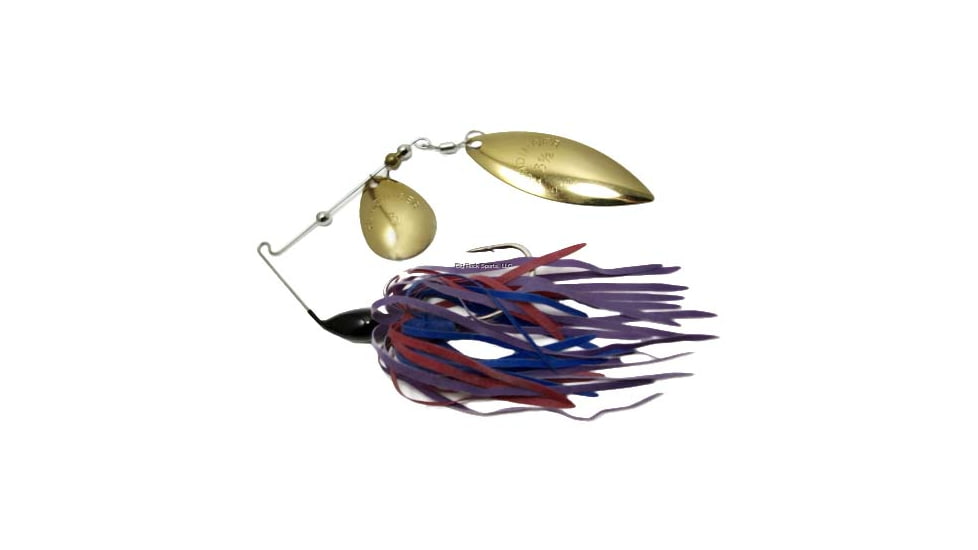Humdinger Spinnerbait, Gold Colorado/Willow Blade, 4/0 Hook, Purple/Red/Blue Skirt, 1/4oz, 02-S