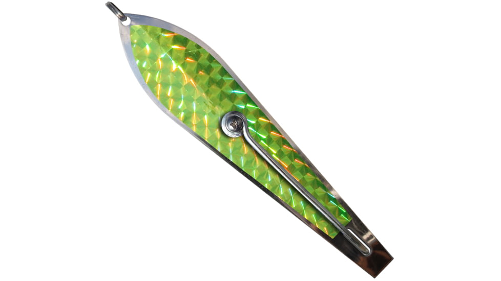 Huntington Lures Huntington Eco Lure Spoon, 5 1/2in 9/0 Hook, Stainless Steel w/Chartreuse Flash Scale, ECO3-1/2-YFS