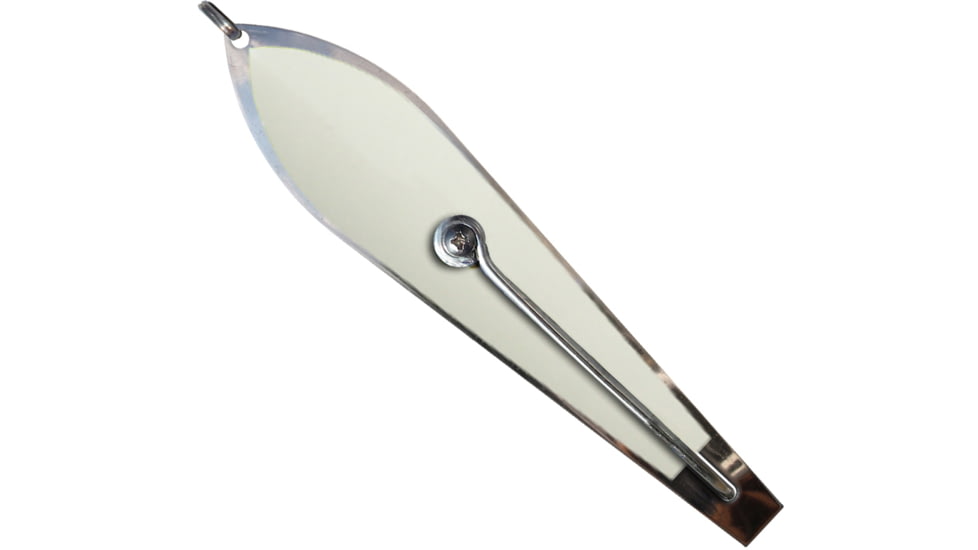 Huntington Lures Huntington Eco Lure Spoon, 5 1/2in 9/0 Hook, Stainless Steel w/Glow Flash Scale, EC03-1/2-GLO