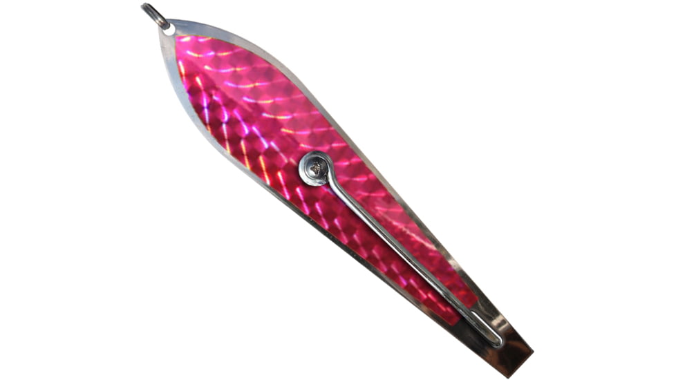 Huntington Lures Huntington Eco Lure Spoon, 5 1/2in 9/0 Hook, Stainless Steel w/Hot Pink Flash Scale, ECO3-1/2-HPFS