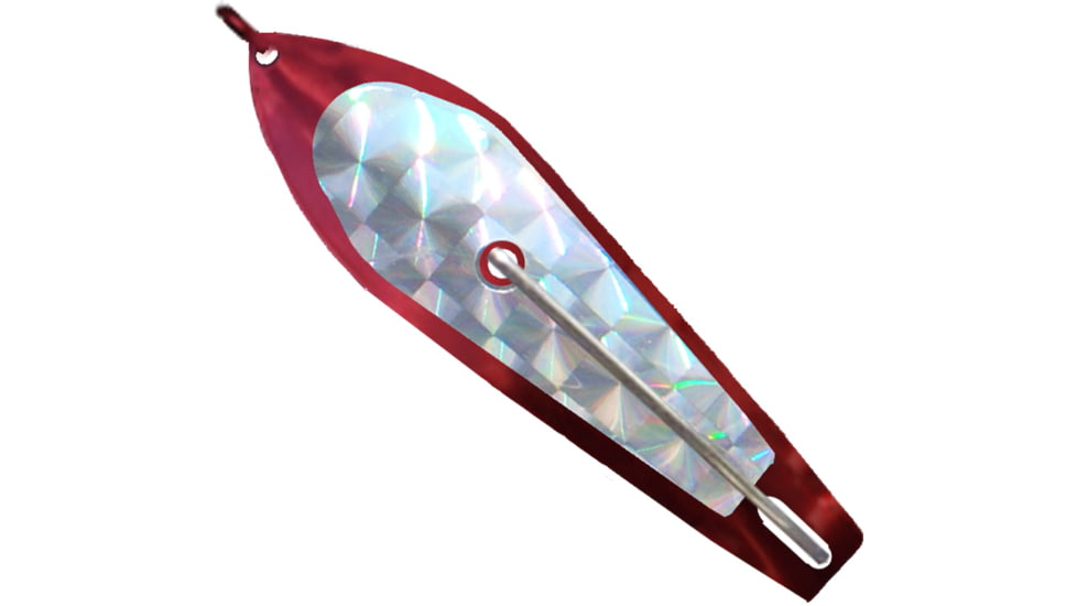 Huntington Lures Huntington Original Drone Spoon, 2 1/4in 3/0 Hook, 1/6oz, Electric Red/Silver Flash Scale, 0ER-SFS