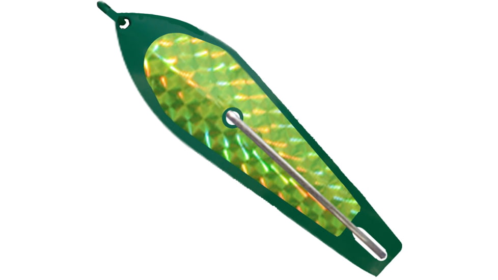 Huntington Lures Huntington Original Drone Spoon, 2 1/4in 3/0 Hook, 1/6oz, Mackerel Green w/Fluorescent Yellow Flash Scale, 0GR-YFS