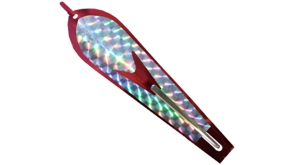 Huntington Lures Huntington Original Drone Spoon, 3 1/4in 5/0 Hook, 3/8oz, Electric Red/Silver Flash Scale, 1ER-SFS