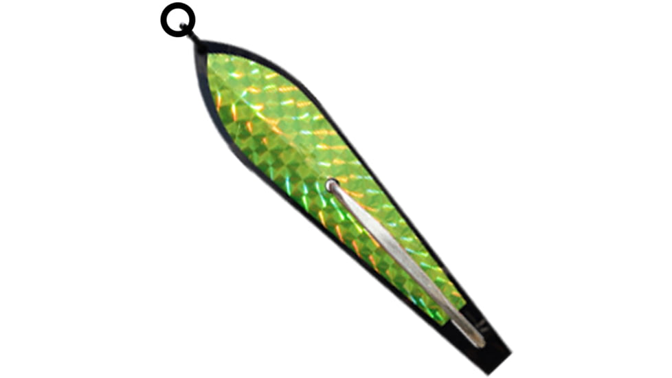 Huntington Lures Huntington Original Drone Spoon, 5 1/2in 10/0 Hook, 1-1/8oz, Black w/Fluorescent Yellow Flash Scale, 3-1/2BK-YFS