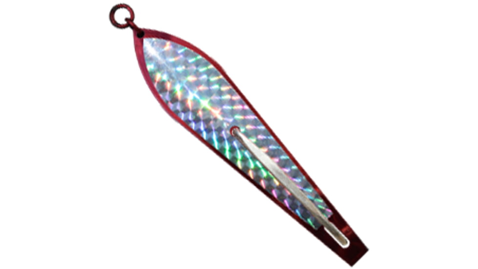 Huntington Lures Huntington Original Drone Spoon, 5 1/2in 10/0 Hook, 1-1/8oz, Electric Red/Silver Flash Scale, 3-1/2ER-SFS