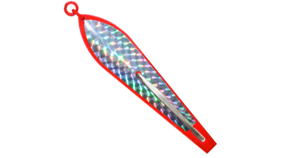 Huntington Lures Huntington Original Drone Spoon, 5 1/2in 10/0 Hook, 1-1/8oz, Rocket Red w/Silver Flash Scale, 3-1/2R-SFS