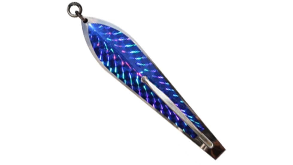Huntington Lures Huntington Original Drone Spoon, 5 1/2in 10/0 Hook, 1-1/8oz, Stainless Steel w/Blue Flash Scale, 3-1/2S-BLFS