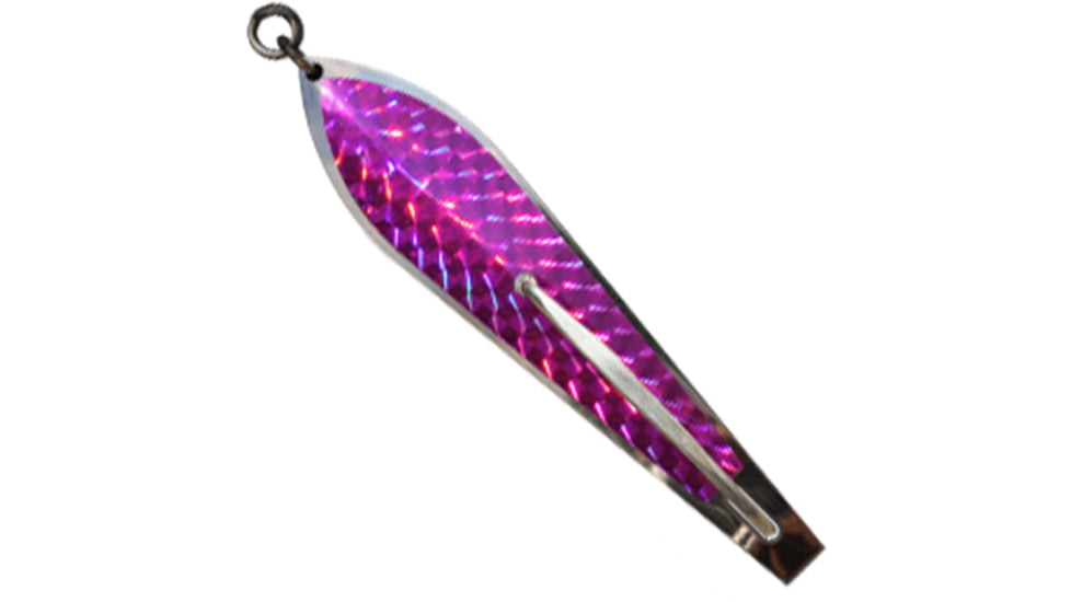 Huntington Lures Huntington Original Drone Spoon, 5 1/2in 10/0 Hook, 1-1/8oz, Stainless Steel w/Purple Flash Scale, 3-1/2PFS