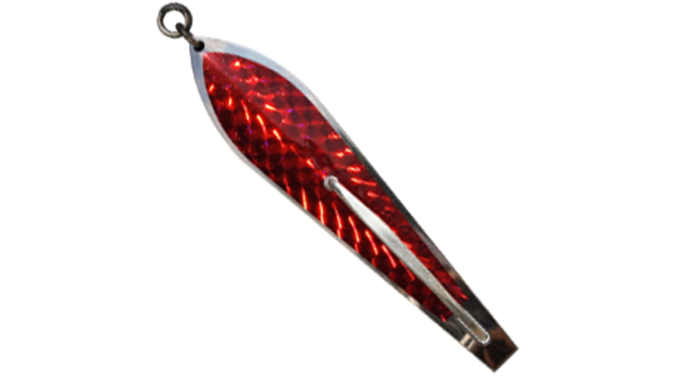 Huntington Lures Huntington Original Drone Spoon, 5 1/2in 10/0 Hook, 1-1/8oz, Stainless Steel w/Red Flash Scale, 3-1/2S-RFS