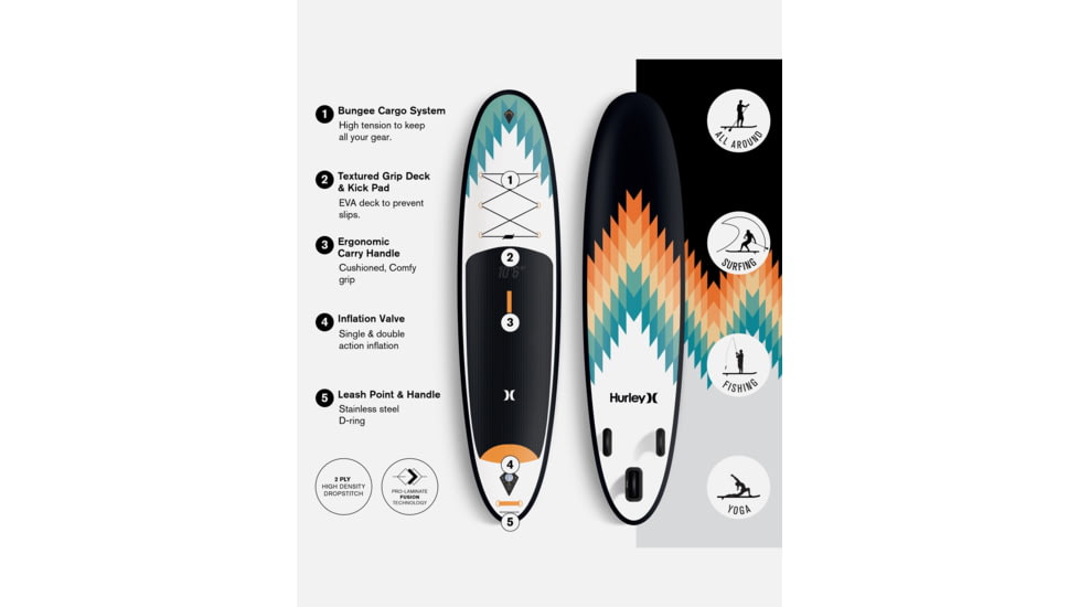 HURLEY Advantage Inflatable Paddle Board Set, 10ft 6in, Outsider, HUR-003
