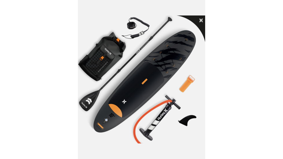 HURLEY Advantage Inflatable Paddle Board Set, 10ft, Black Tiger, HUR-004