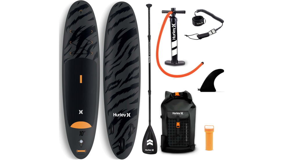 HURLEY Advantage Inflatable Paddle Board Set, 10ft, Black Tiger, HUR-004