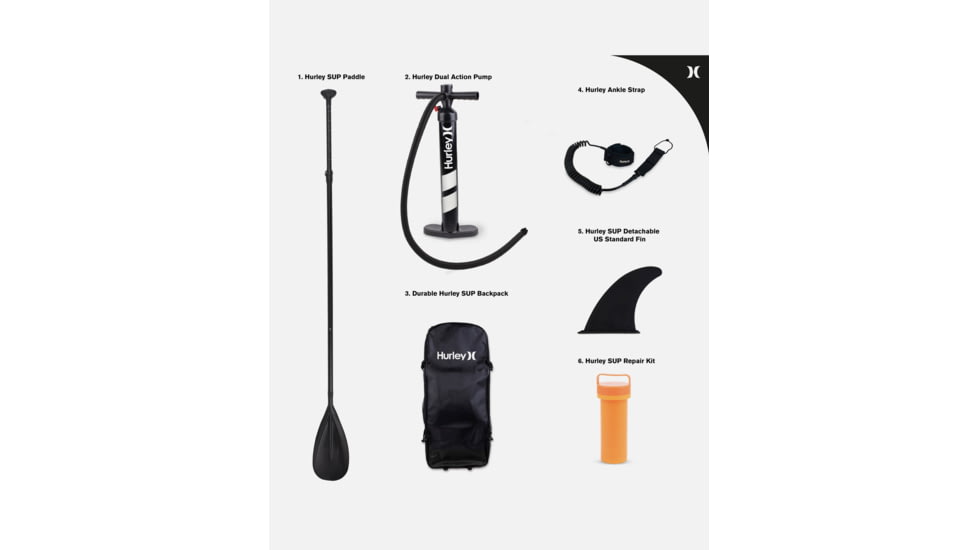 HURLEY One And Only Inflatable Paddle Board Set, 10ft 6in, White/Black, HUR-007